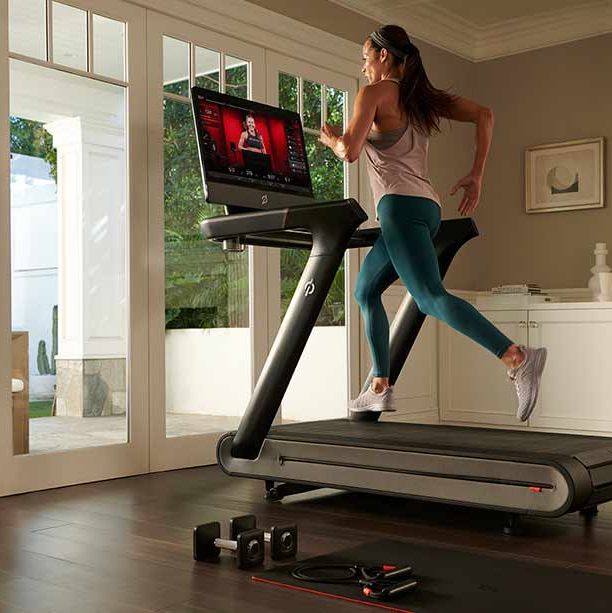 Exercise machine, Exercise equipment, Treadmill, Sports equipment, Room, Leg, Desk, Furniture, Physical fitness, Gym, 