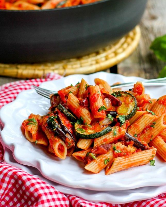 penne pasta recipes roasted zucchini eggplant puttanesca pasta