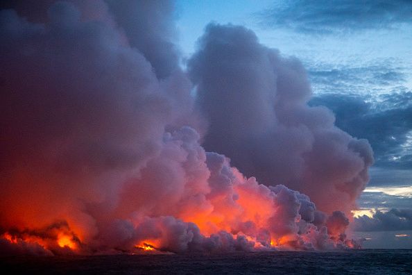 Lava flows into the ocean near the Leilani Estates community on July 2 in Pahoa, Hawaii.