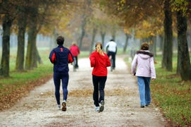 people exercising in a park
