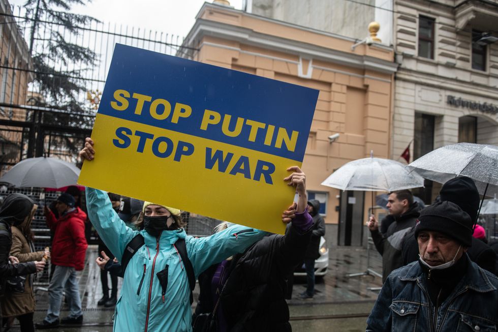 protest at russian consulate after russia's invasion of ukraine