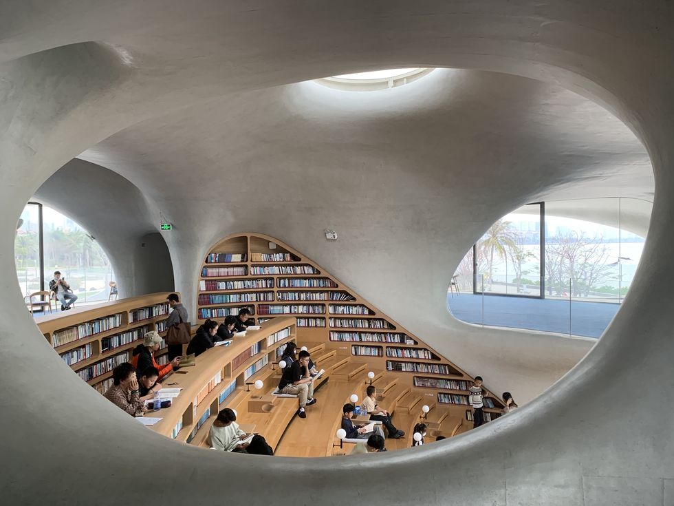 wormhole library along a sea attracts readers in haikou