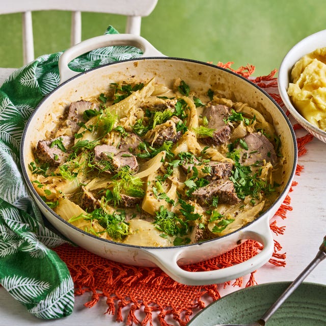 pepper pork fillet with fennel and sauerkraut