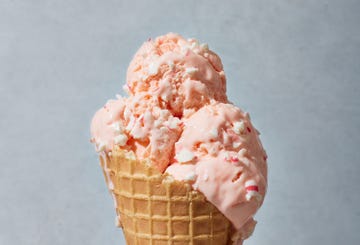 pink peppermint ice cream with crushed peppermint candy