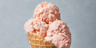 pink peppermint ice cream with crushed peppermint candy