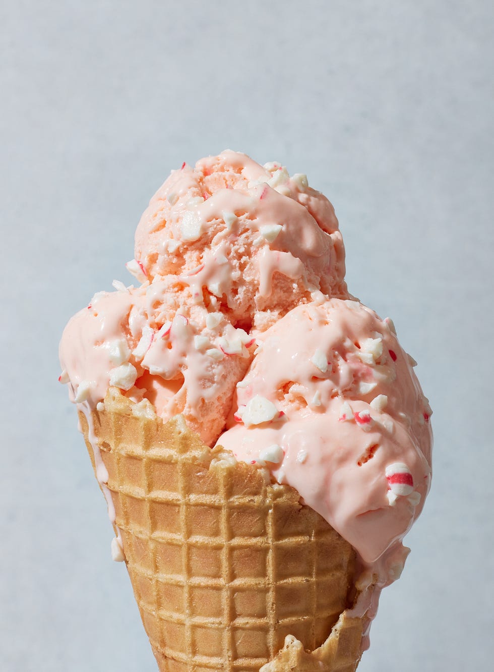 pink peppermint ice cream with crushed peppermint candy