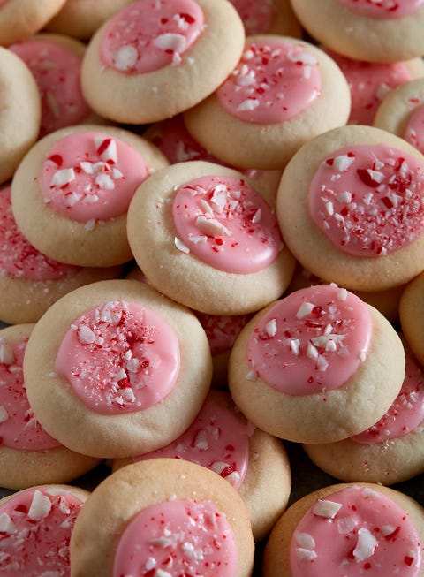 Peppermint Meltaways peppermint meltaways cookies topped with pink icing and crushed peppermint cookies