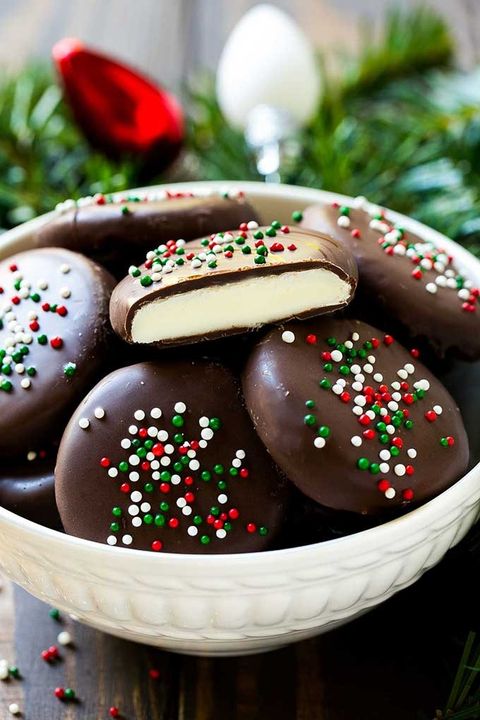 peppermint recipes peppermint patties with red and green sprinkles
