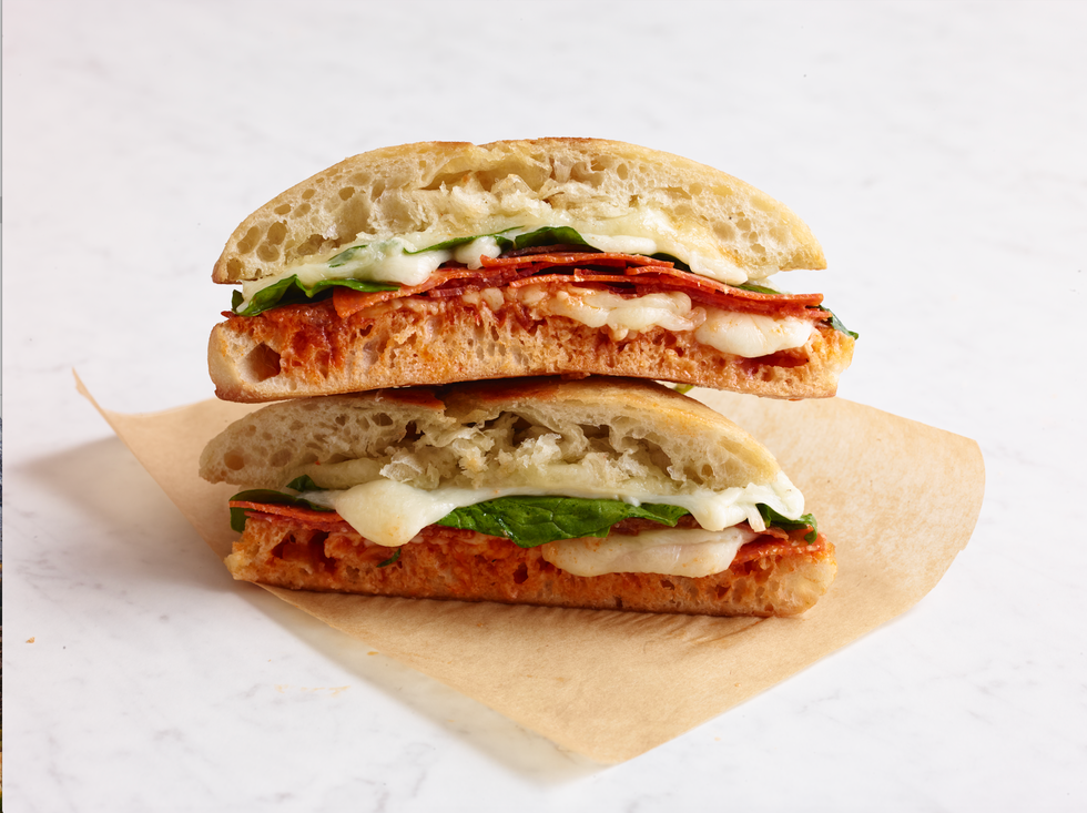 pepperoni, spinach and mozzarella grilled cheese