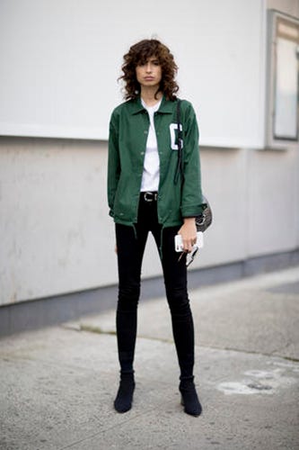 Clothing, Photograph, Green, Street fashion, Fashion, Snapshot, Fashion model, Outerwear, Jacket, Standing, 