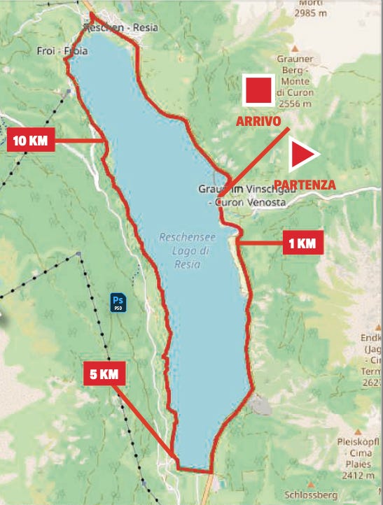percorso giro lago di resia