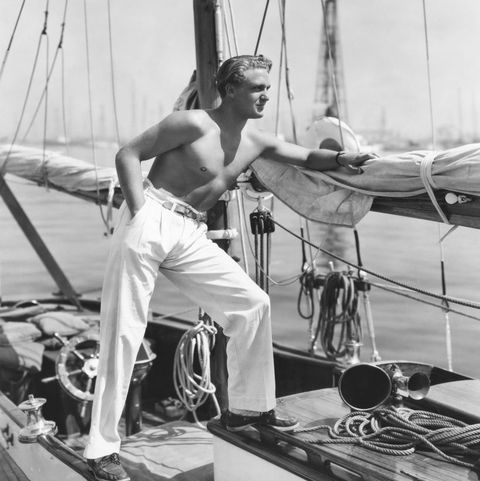 american actor robert stack 1919 2003 bare chested on a yacht, circa 1941 photo by silver screen collectiongetty images