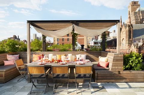rooftop patio with pergola