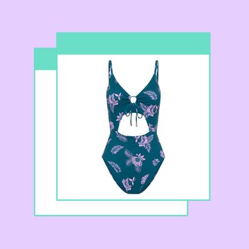 a lilac background with an image of a turquoise and lilac period proof swimsuit from modibodi in the centre