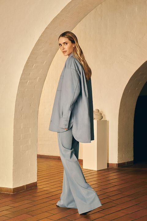 pernille teisbaek wears a suit from her mango collection