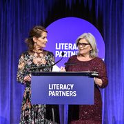 new york, new york   april 11 documentary filmmaker  journalist perri peltz and cynthia mcfadden speak on stage literacy partners evening of readings gala  dinner at cipriani wall street on april 11, 2022 in new york city photo by eugene gologurskygetty images for literacy partners