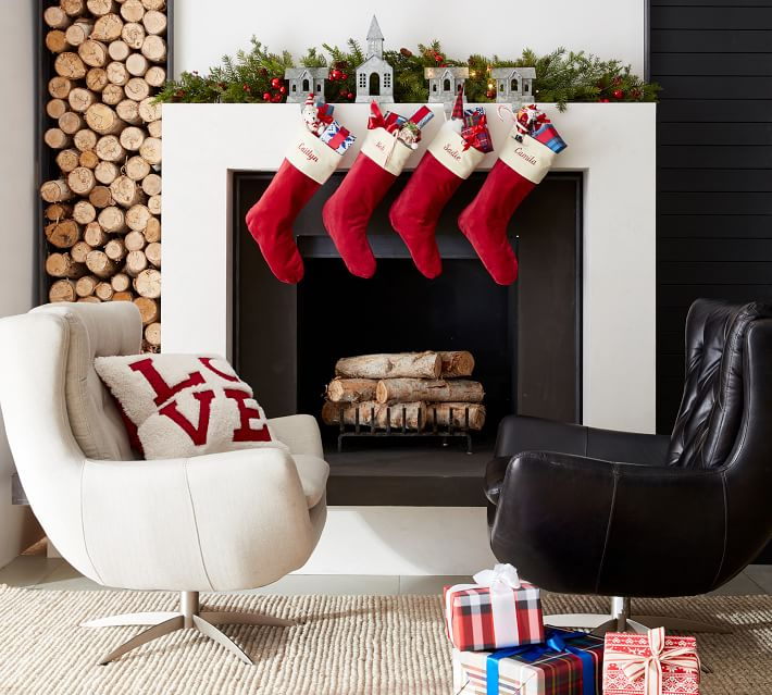 White personalized Christmas stockings, Made in the USA