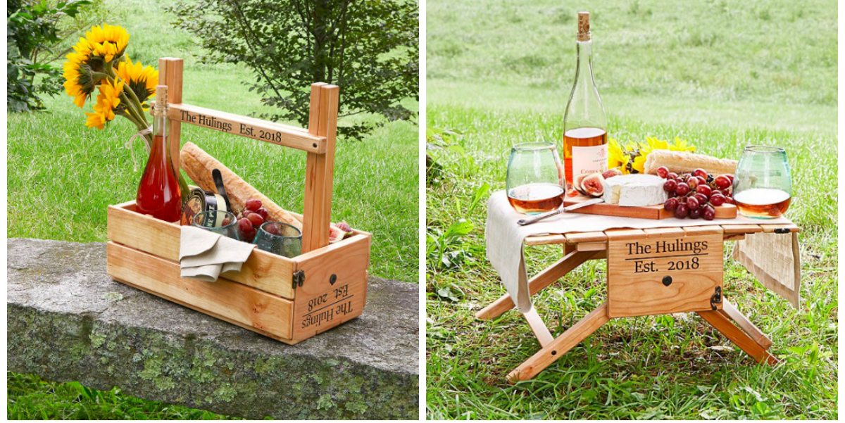 Portable Picnic Table, Wooden Wine Holder For Picnic Uk