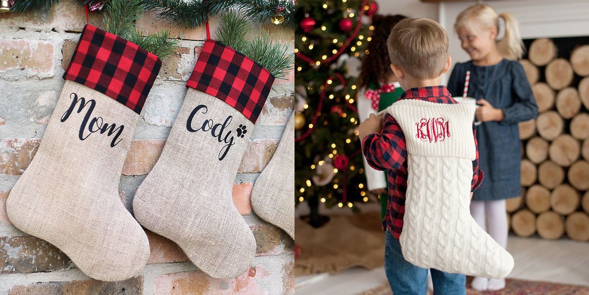 White personalized Christmas stockings, Made in the USA