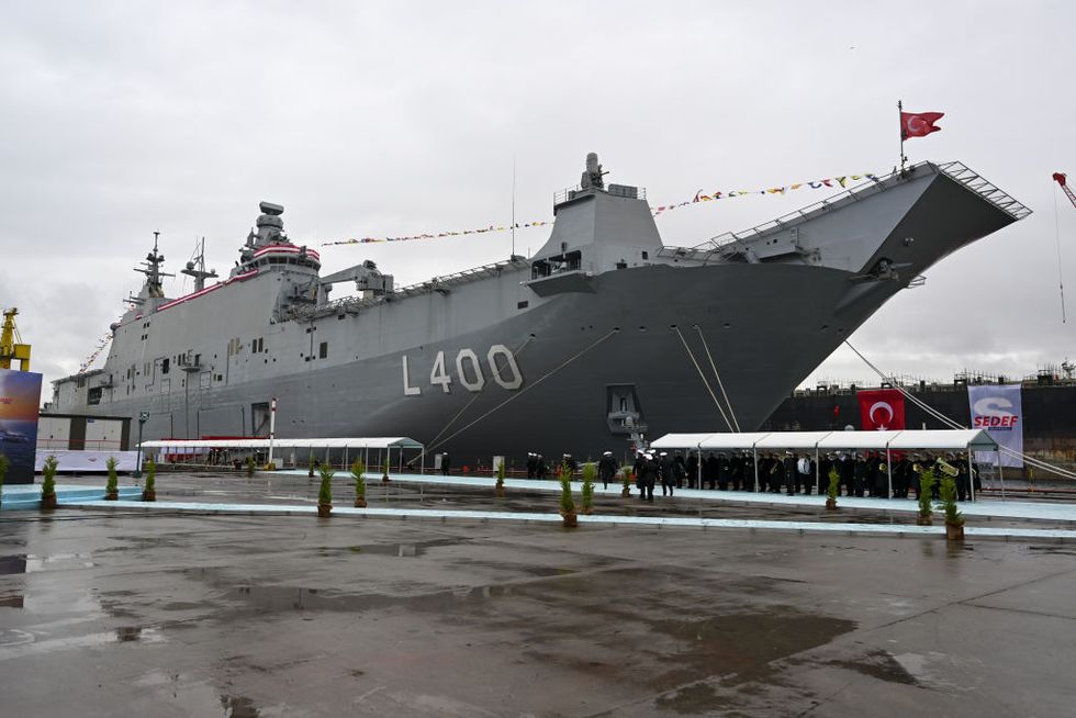 turkish navy receives turkiyes largest warship tcg anadolu