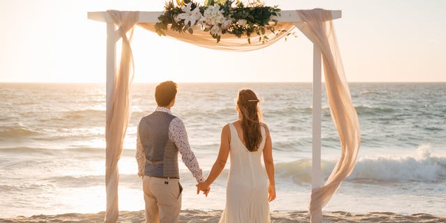 perth beach wedding couple