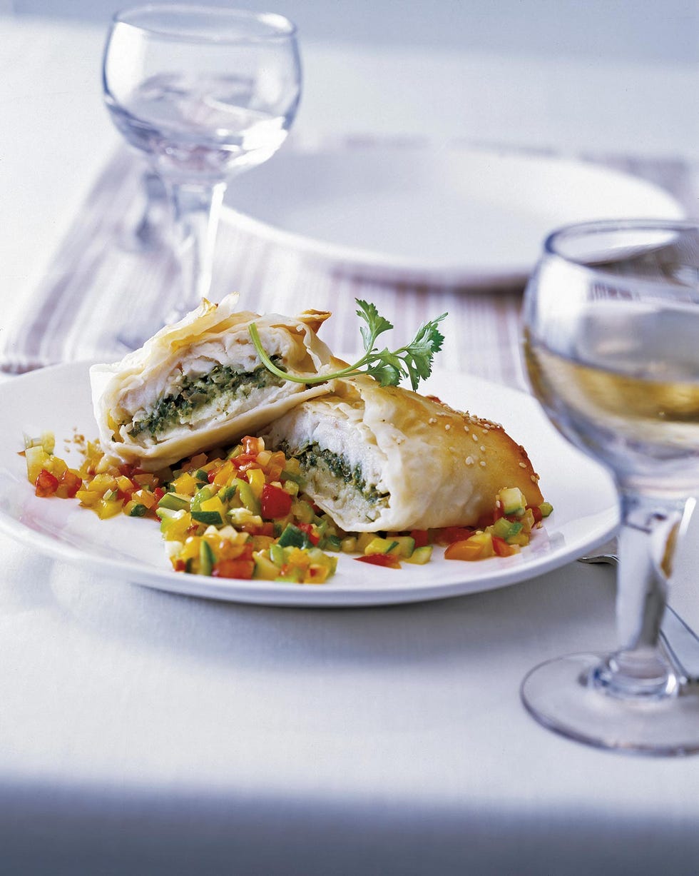 pescado envuelto en pasta filo