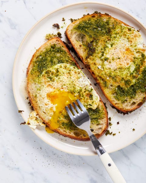 pesto egg in a hole