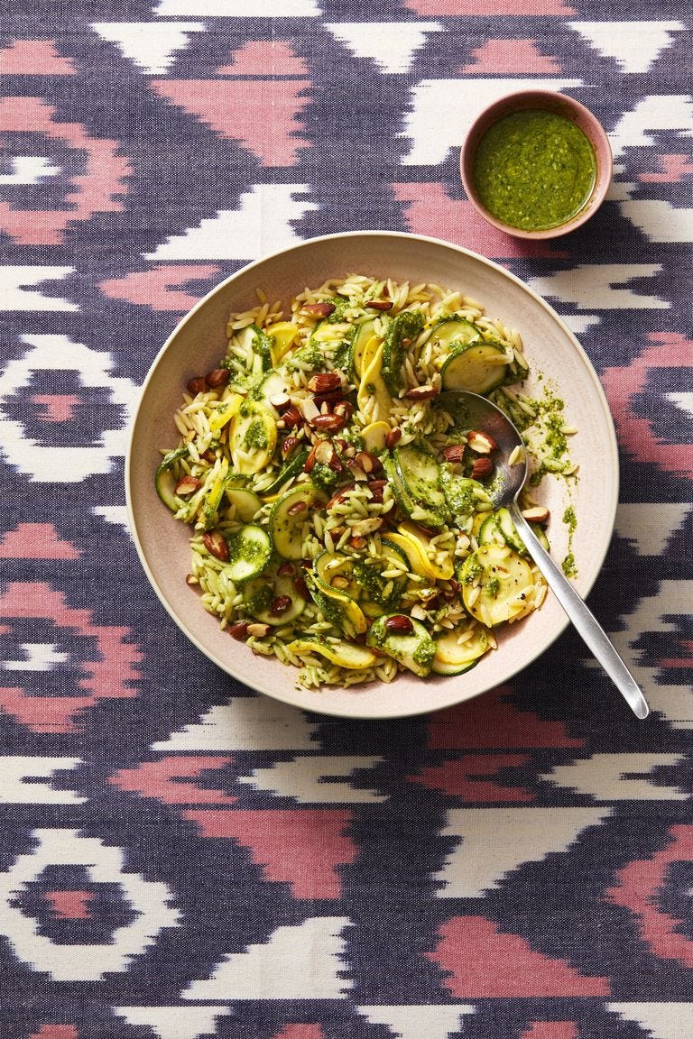 Pesto Zucchini Orzo - Vegan Pasta Recipes