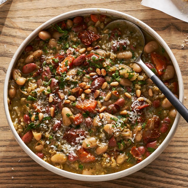 Pesto Rice & Bean Soup - Delish.com pesto rice and bean soup