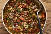 pesto rice and bean soup
