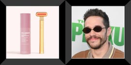 solawave gold wand, pete davidson on the red carpet