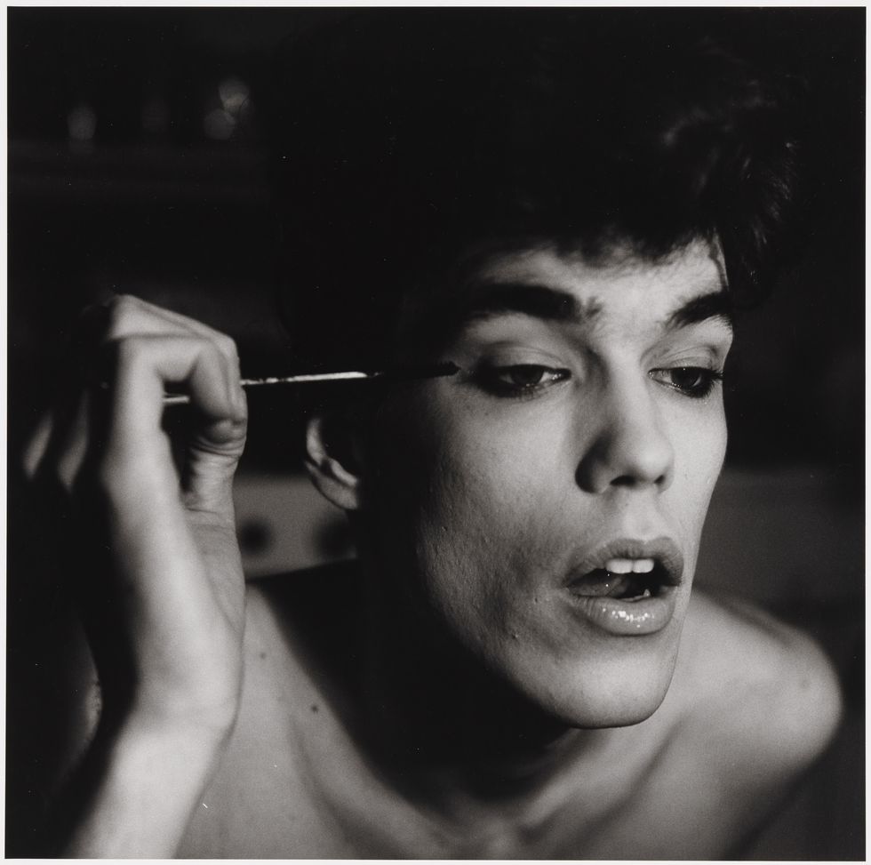 peter hujar, david brintzenhofe applying makeup ii, 1982