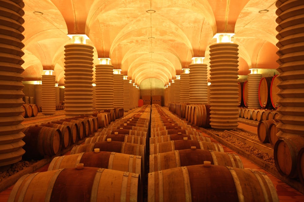 Symmetry, Winery, Arch, Wine cellar, Architecture, Building, Vault, Barrel, 