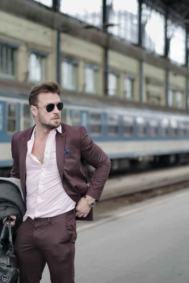 train station, suit, white collar, sunglasses