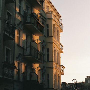 a row of apartment buildings