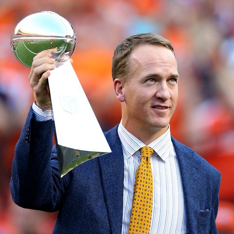 denver, co   september 08  peyton manning holds the lombardi trophy to celebrate the denver broncos in win super bowl 50 at sports authority field at mile high before taking on the carolina panthers on september 8, 2016 in denver, colorado  photo by justin edmondsgetty images
