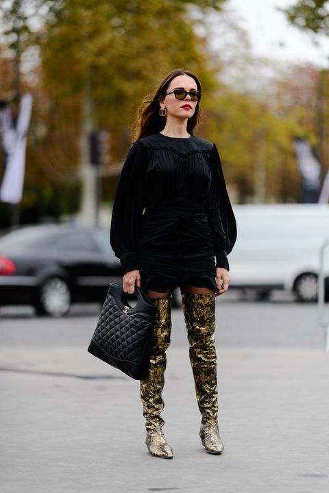 Street fashion, Clothing, Black, Tights, Fashion, Fur, Eyewear, Footwear, Sunglasses, Leggings, 