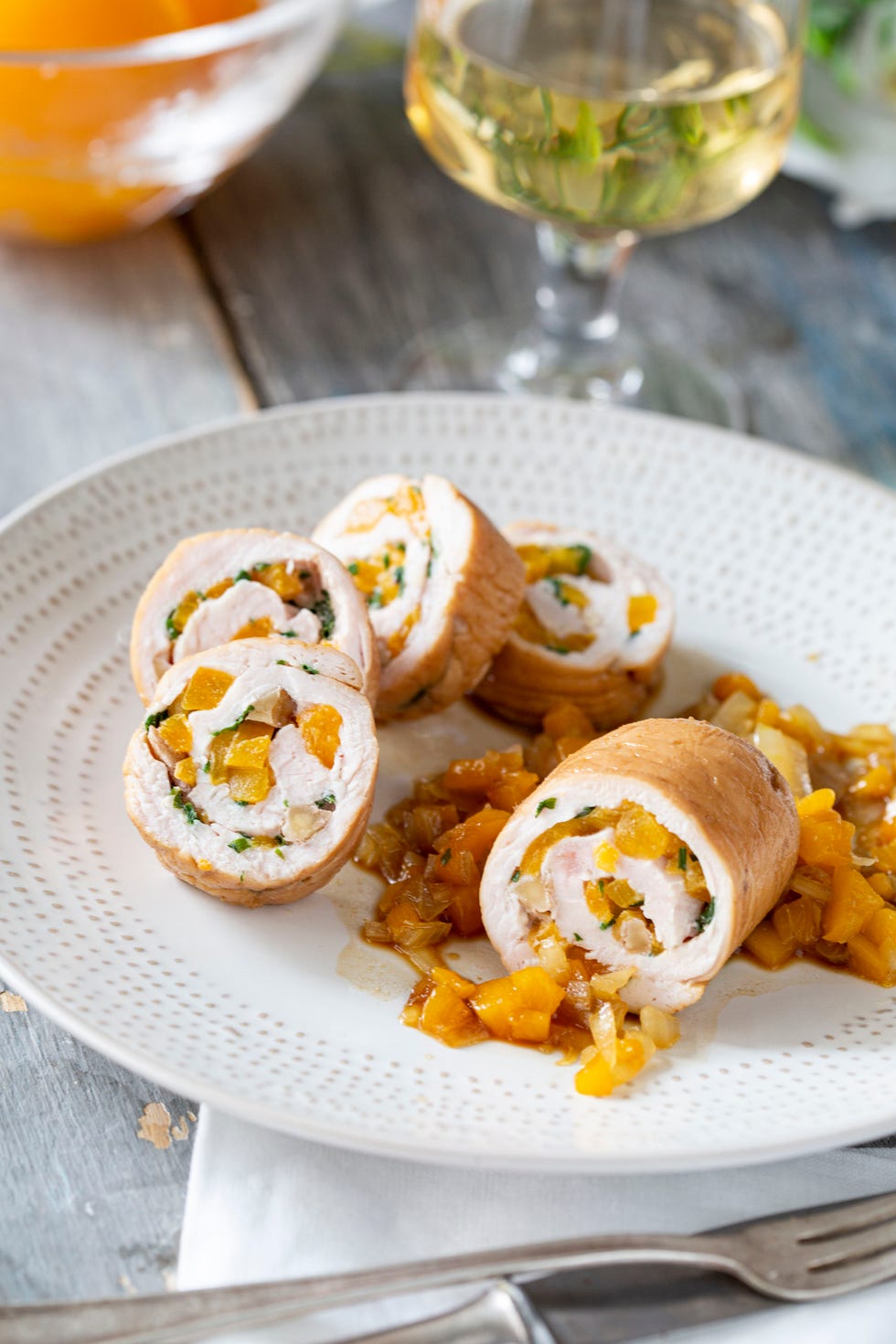 pechugas rellenas de melocotón