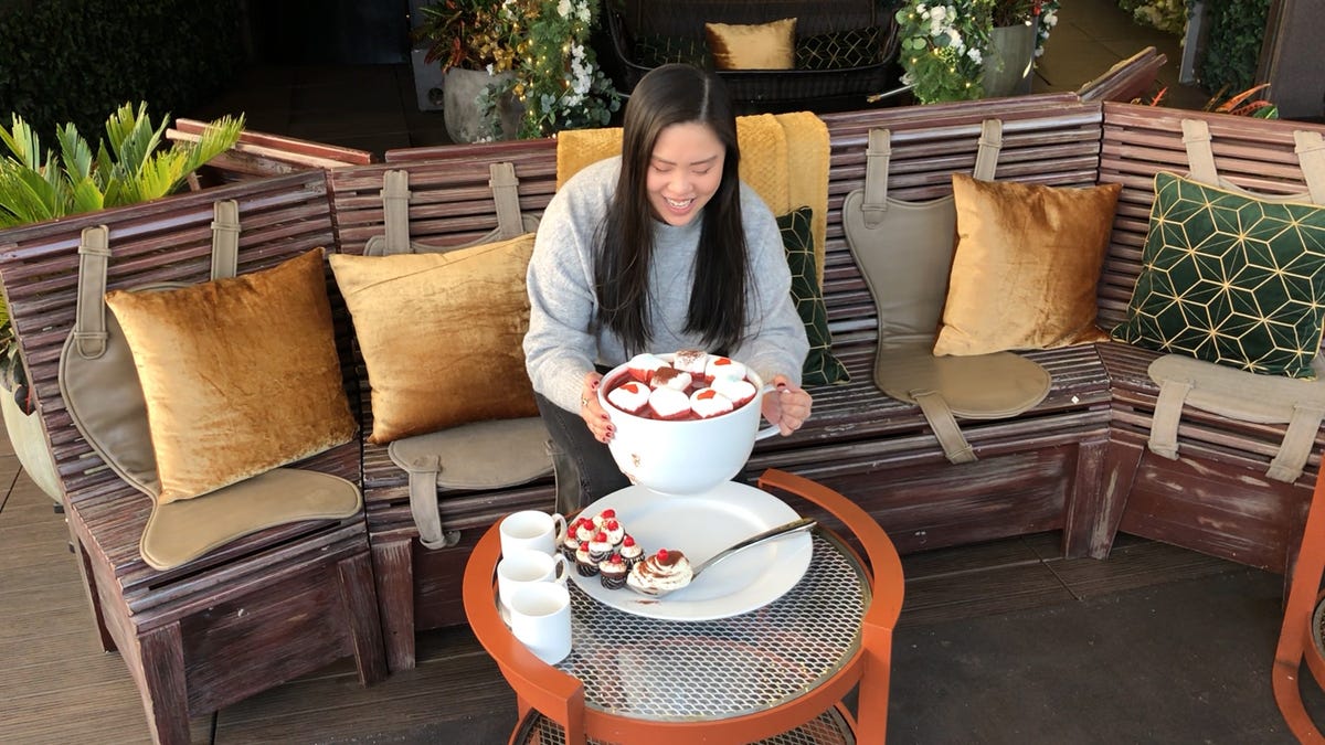 preview for This GIANT Spiked Red Velvet Hot Cocoa Weighs 15 Pounds