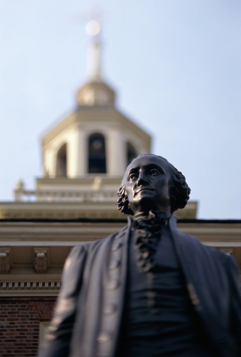 philadelphia, george washington statue at independence hall