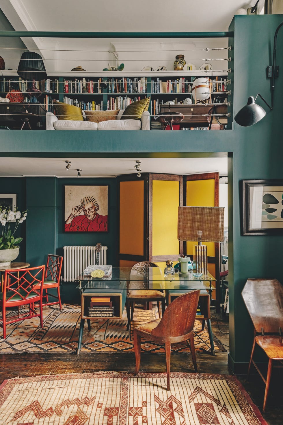 philip hooper london home view of study, dining area and mezzanine