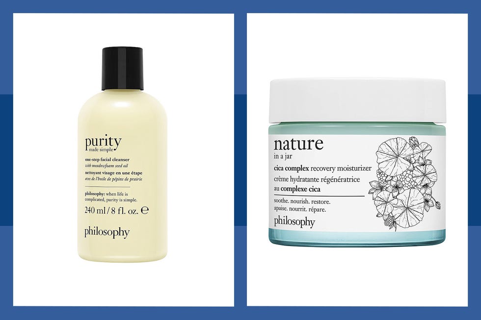 philosophy's purity face wash and nature in a jar recovery moisturizer