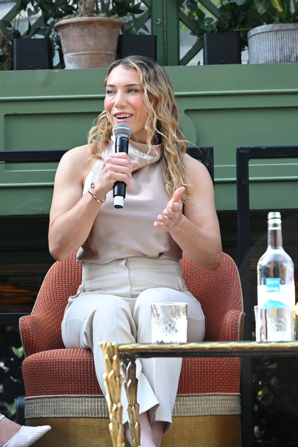 london, england march 07: phoebe schecter speaks during a panel at an event hosted by annabel's and the caring family foundation to celebrate international women's day 2025 on march 7, 2025 in london, england. photo by dave benett