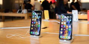 I Phone XS and iPhone XS Max displayed in an Apple store in...