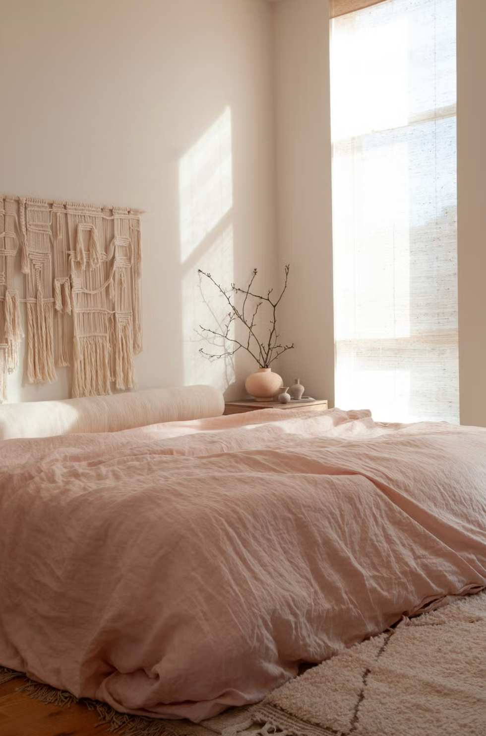 pink minimalist bedroom