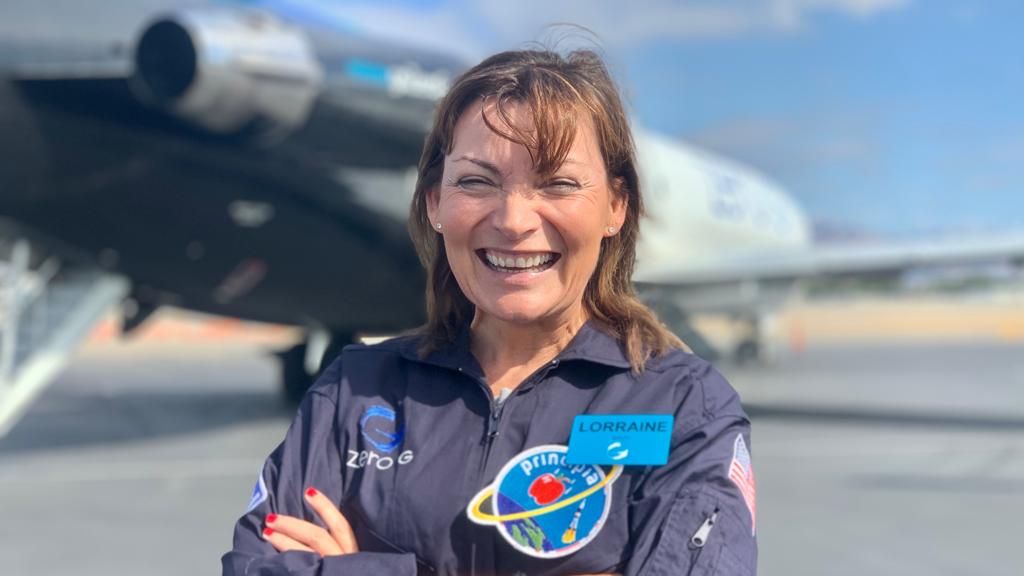 preview for Lorraine floats in zero gravity and trains as an astronaut for her 60th birthday