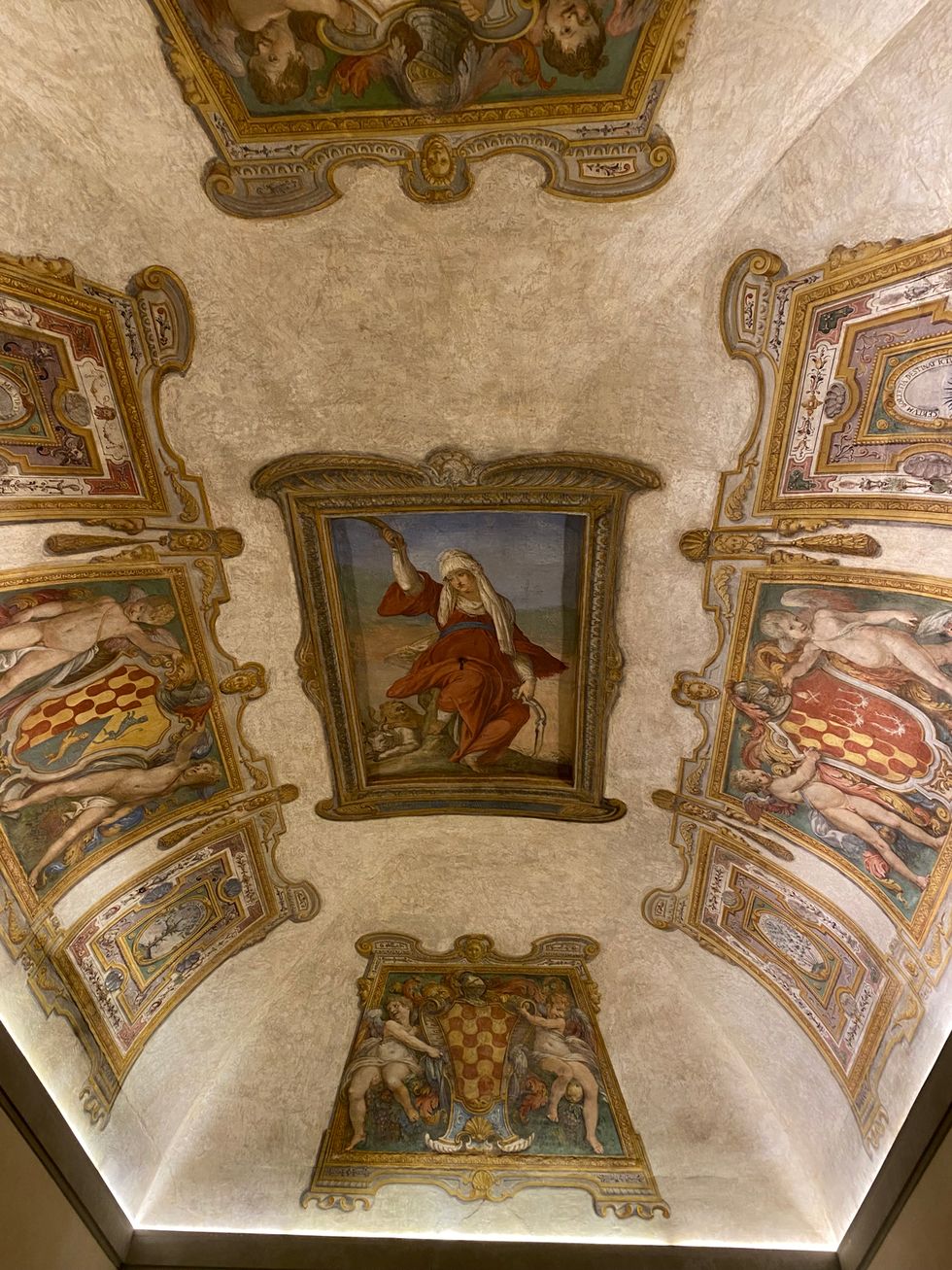 a painting on the ceiling