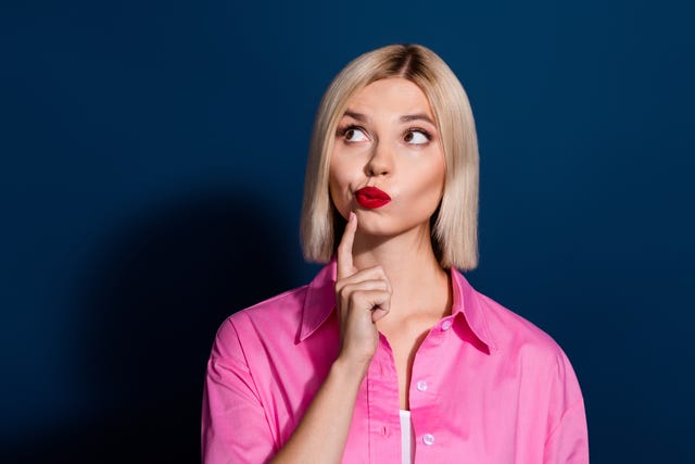 confused clever woman with bob hairstyle