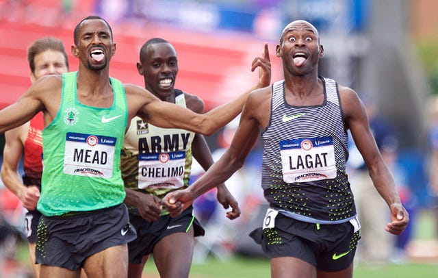 Bernard Lagat approaches the finish line