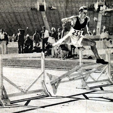 The 400 Meter Hurdles during the 1932 Olympic games. Won by Irelands Bob Tisdall. the 400 meter hurdles during the 1932 olympic games won by irelands bob tisdall